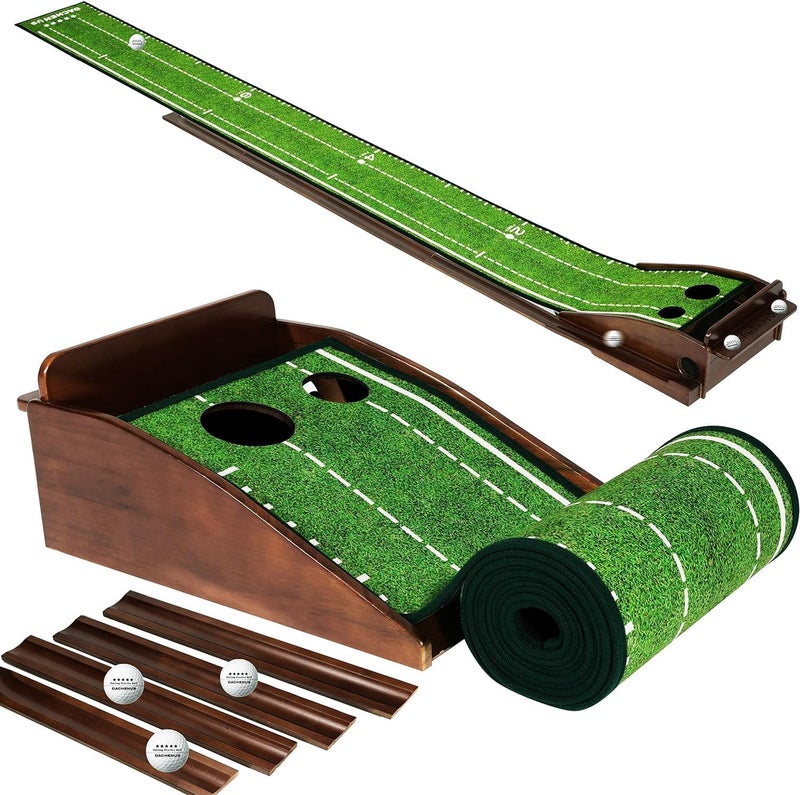 Dachenus Putting Green Indoor Mat Outdoor Golf Putting Mat with Automatic Ball Return - Ideal for Home, Office, and Outdoor Use - Image 1